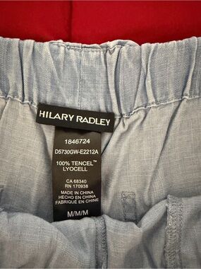 Hilary Radley Light Blue Tencel Lyocell Shorts with Elastic Waist women size M